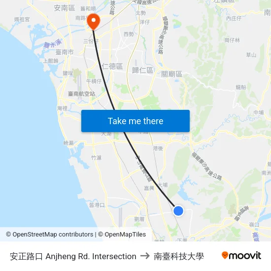 安正路口 Anjheng Rd. Intersection to 南臺科技大學 map