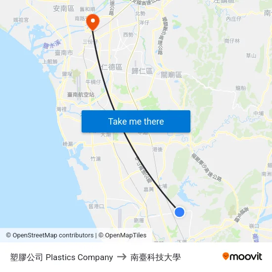 塑膠公司 Plastics Company to 南臺科技大學 map
