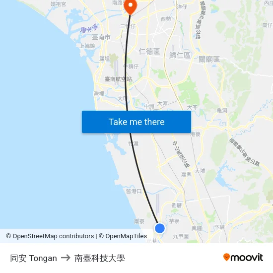 同安 Tongan to 南臺科技大學 map