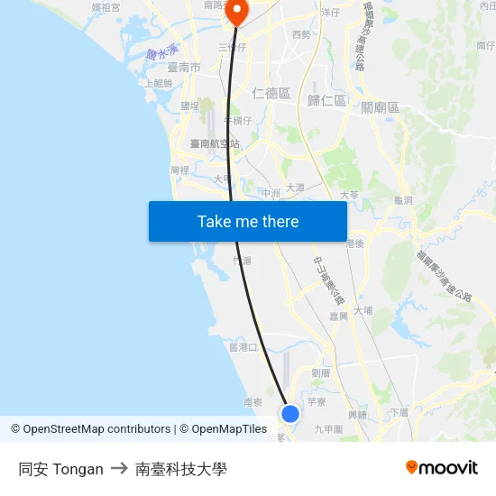 同安 Tongan to 南臺科技大學 map