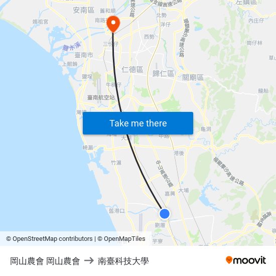 岡山農會 岡山農會 to 南臺科技大學 map
