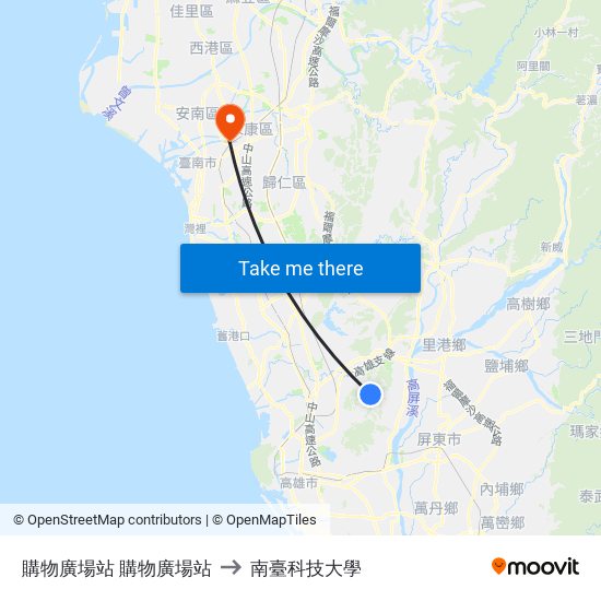 購物廣場站 購物廣場站 to 南臺科技大學 map