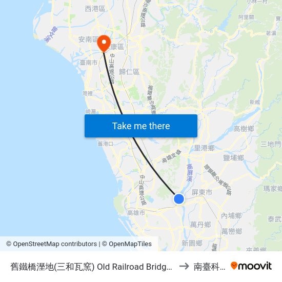 舊鐵橋溼地(三和瓦窯) 舊鐵橋溼地(三和瓦窯) to 南臺科技大學 map