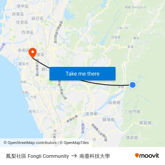 鳳梨社區 Fongli Community to 南臺科技大學 map