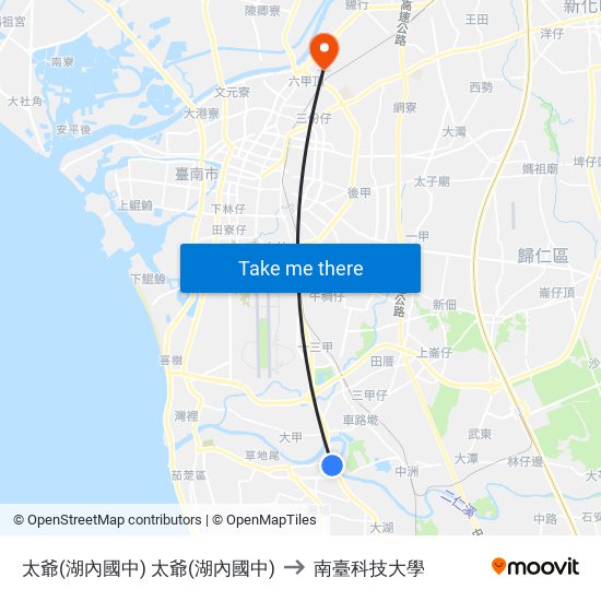 太爺(湖內國中) 太爺(湖內國中) to 南臺科技大學 map