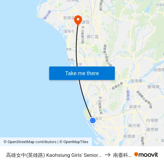 高雄女中(英雄路) Kaohsiung Girls' Senior High School(Yingsyong Rd.) to 南臺科技大學 map