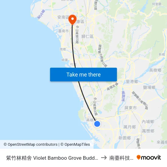 紫竹林精舍 Violet Bamboo Grove Buddhist Temple to 南臺科技大學 map
