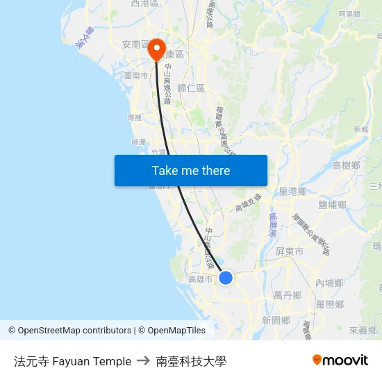 法元寺 Fayuan Temple to 南臺科技大學 map