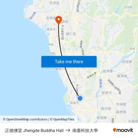 正德佛堂 Jhengde Buddha Hall to 南臺科技大學 map