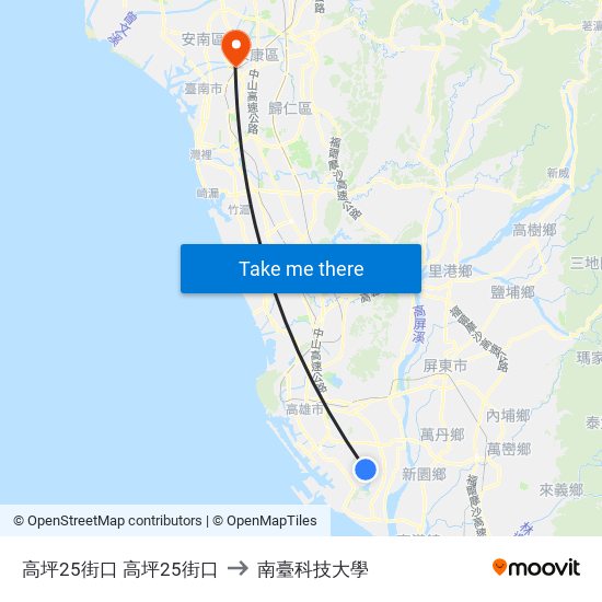 高坪25街口 高坪25街口 to 南臺科技大學 map