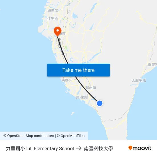 力里國小 Lili Elementary School to 南臺科技大學 map