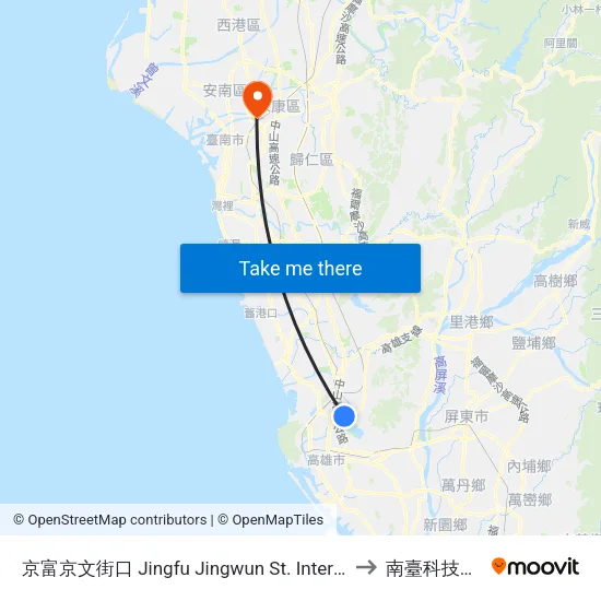 京富京文街口 Jingfu Jingwun St. Intersection to 南臺科技大學 map