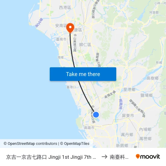 京吉一京吉七路口 Jingji 1st Jingji 7th Rd.Intersection to 南臺科技大學 map