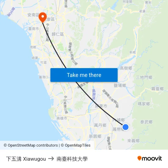 下五溝 Xiawugou to 南臺科技大學 map
