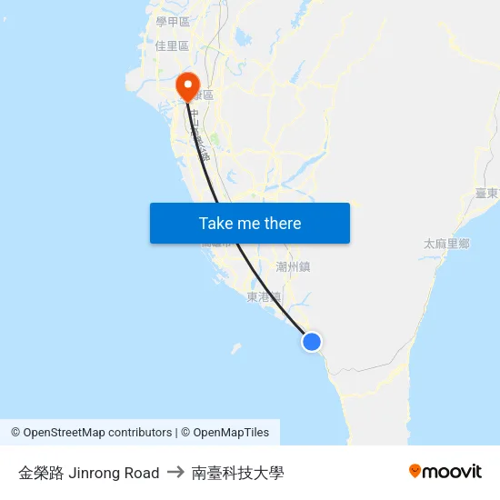 金榮路 Jinrong Road to 南臺科技大學 map