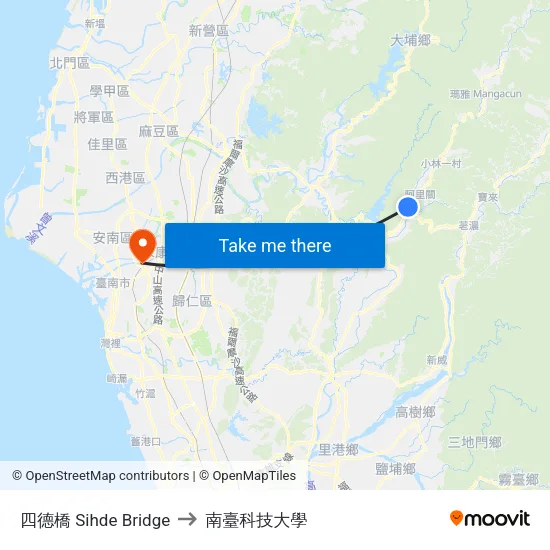 四德橋 Sihde Bridge to 南臺科技大學 map
