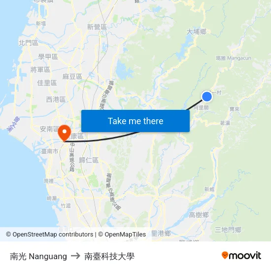 南光 Nanguang to 南臺科技大學 map