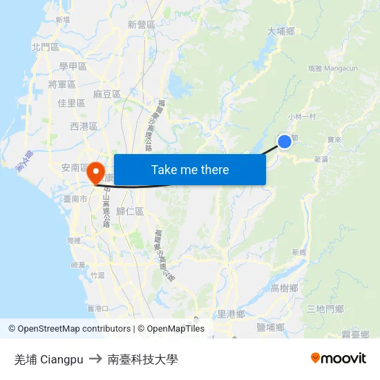 羌埔 Ciangpu to 南臺科技大學 map