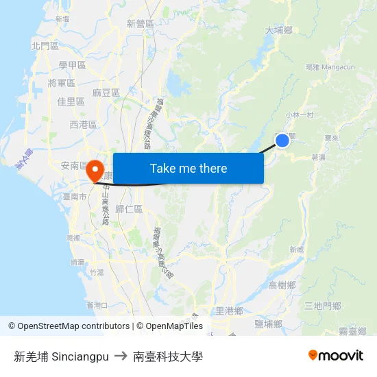 新羌埔 Sinciangpu to 南臺科技大學 map