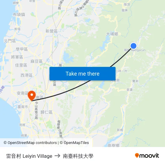 雷音村 Leiyin Village to 南臺科技大學 map
