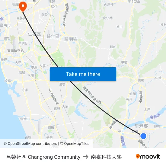 昌榮社區 Changrong Community to 南臺科技大學 map