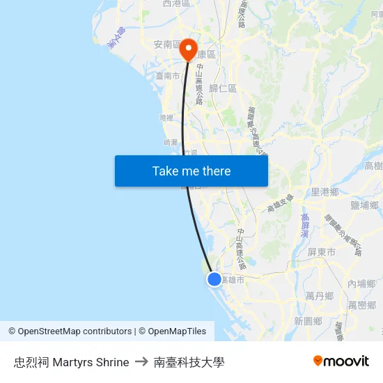 忠烈祠 Martyrs Shrine to 南臺科技大學 map