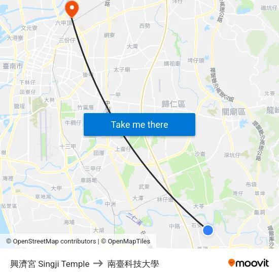 興濟宮 Singji Temple to 南臺科技大學 map