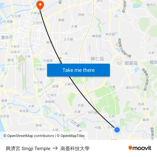 興濟宮 Singji Temple to 南臺科技大學 map