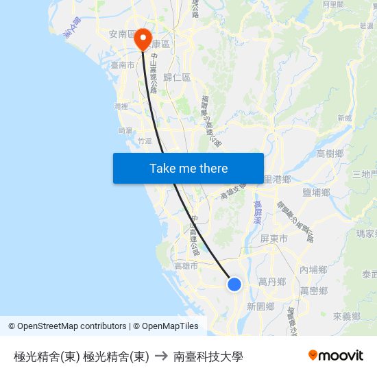 極光精舍(東) 極光精舍(東) to 南臺科技大學 map