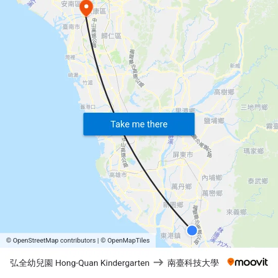 弘全幼兒園 Hong-Quan Kindergarten to 南臺科技大學 map