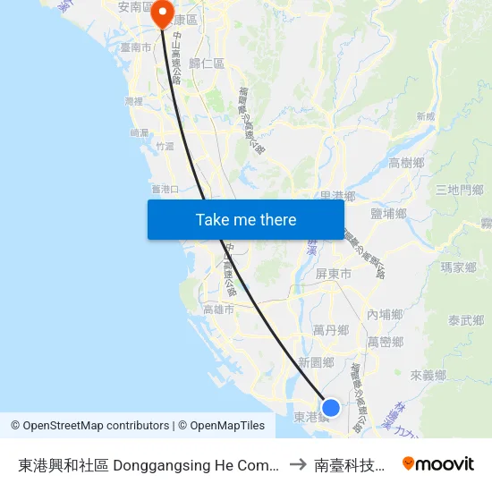 東港興和社區 Donggangsing He Community to 南臺科技大學 map