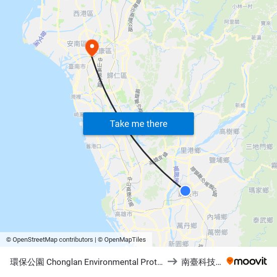 環保公園 Chonglan Environmental Protection Park to 南臺科技大學 map