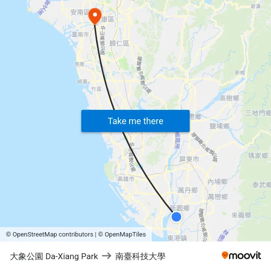 大象公園 Da-Xiang Park to 南臺科技大學 map