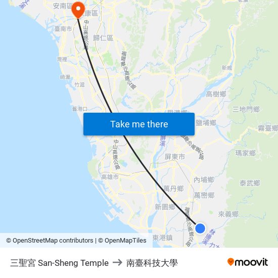 三聖宮 San-Sheng Temple to 南臺科技大學 map