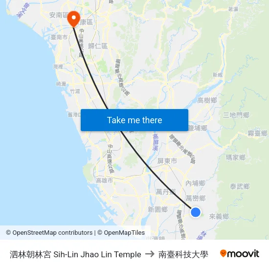 泗林朝林宮 Sih-Lin Jhao Lin Temple to 南臺科技大學 map
