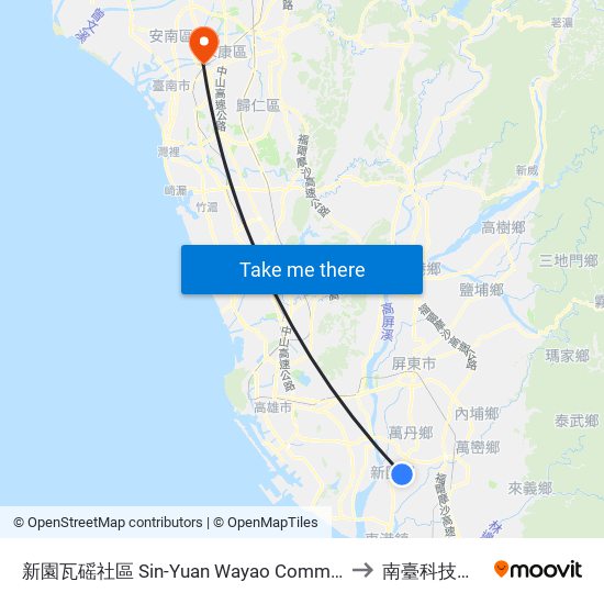 新園瓦磘社區 Sin-Yuan Wayao Community to 南臺科技大學 map