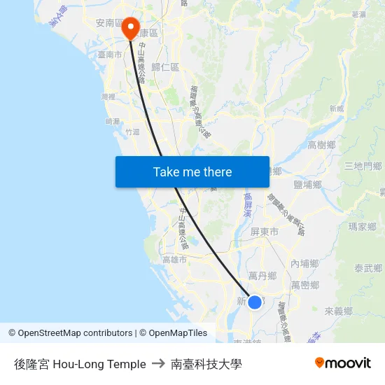 後隆宮 Hou-Long Temple to 南臺科技大學 map