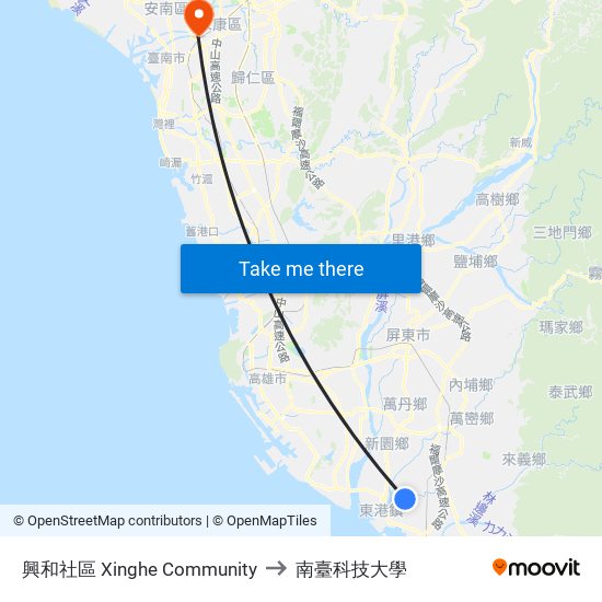 興和社區 Xinghe Community to 南臺科技大學 map