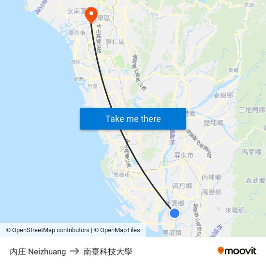 內庄 Neizhuang to 南臺科技大學 map
