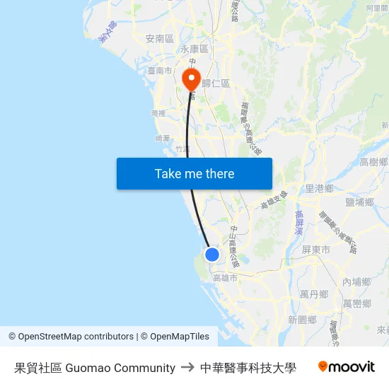 果貿社區 Guomao Community to 中華醫事科技大學 map