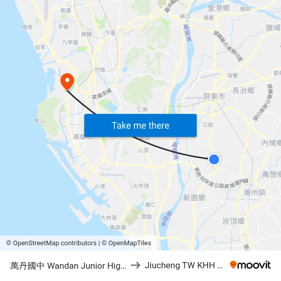 萬丹國中 Wandan Junior High School to Jiucheng TW KHH Taiwan map