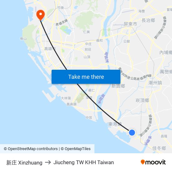 新庄 Xinzhuang to Jiucheng TW KHH Taiwan map