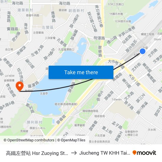 高鐵左營站 Hsr Zuoying Station to Jiucheng TW KHH Taiwan map