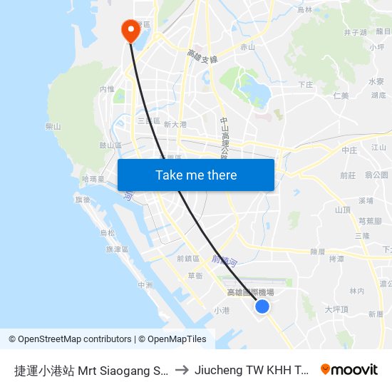 捷運小港站 Mrt Siaogang Station to Jiucheng TW KHH Taiwan map