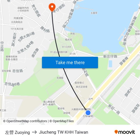 左營 Zuoying to Jiucheng TW KHH Taiwan map