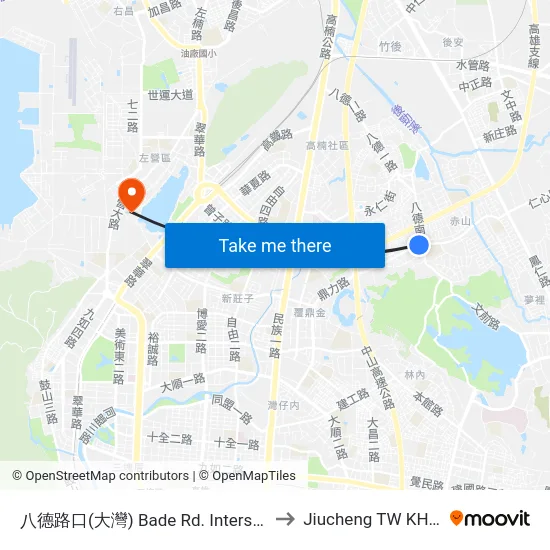 八德路口(大灣) Bade Rd. Intersection(Da-Wan) to Jiucheng TW KHH Taiwan map