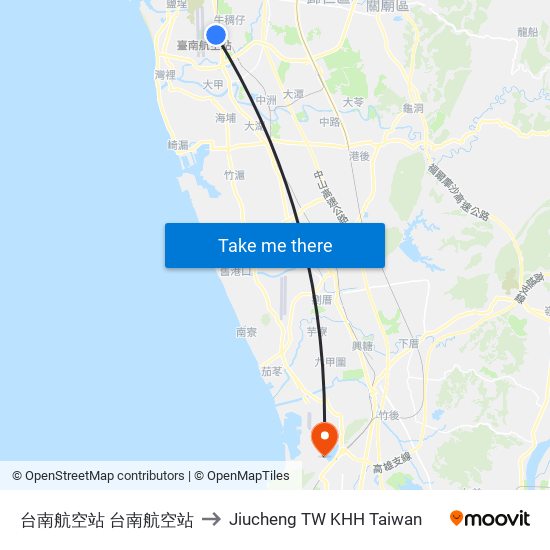 台南航空站 台南航空站 to Jiucheng TW KHH Taiwan map