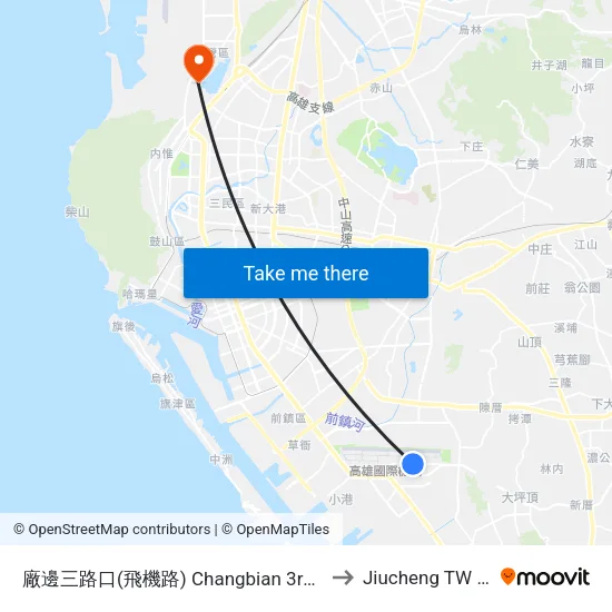廠邊三路口(飛機路) Changbian 3rd Rd. Intersection(Feiji Rd.) to Jiucheng TW KHH Taiwan map