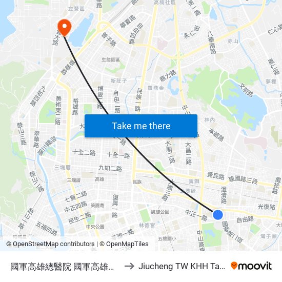 國軍高雄總醫院 國軍高雄總醫院 to Jiucheng TW KHH Taiwan map