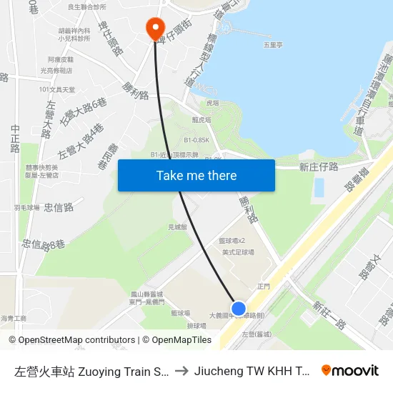 左營火車站 Zuoying Train Station to Jiucheng TW KHH Taiwan map